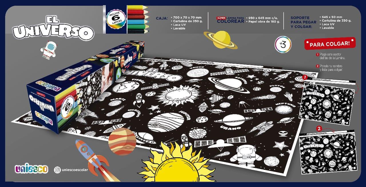 GATO G.5501 LAMINA UNIVERSO P/PINTAR Y COLGAR94X94CM 1(UNA) C/6 LAPICES