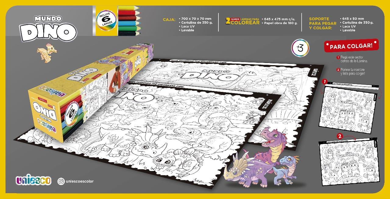 GATO G.5511 LAMINA DINO PINTAR Y COLGAR 5505 64X48CM 2(DOS) C/6 LAPICES