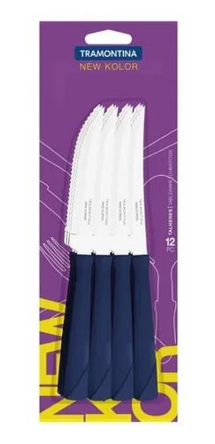 TRAMONTINA NEW KOLOR X12A CUCHILLOS 23160/914ORIGINAL M/PLASTICOS AZUL CUBIERTOS