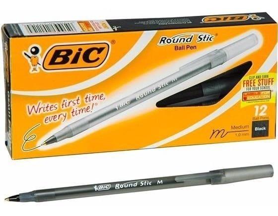 BIC BIROMES X12 BIC NEGRO ROUND STIC CAJA
