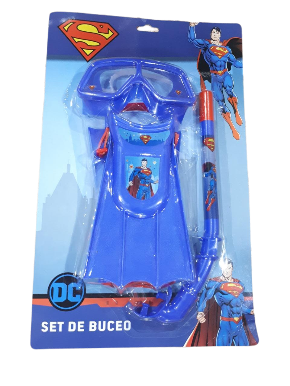SB.SET DE BUCEO SUPERMAN 42X26 E/BL 60935    PATAS RANAS + ANTIPARRAS +SNORKEL