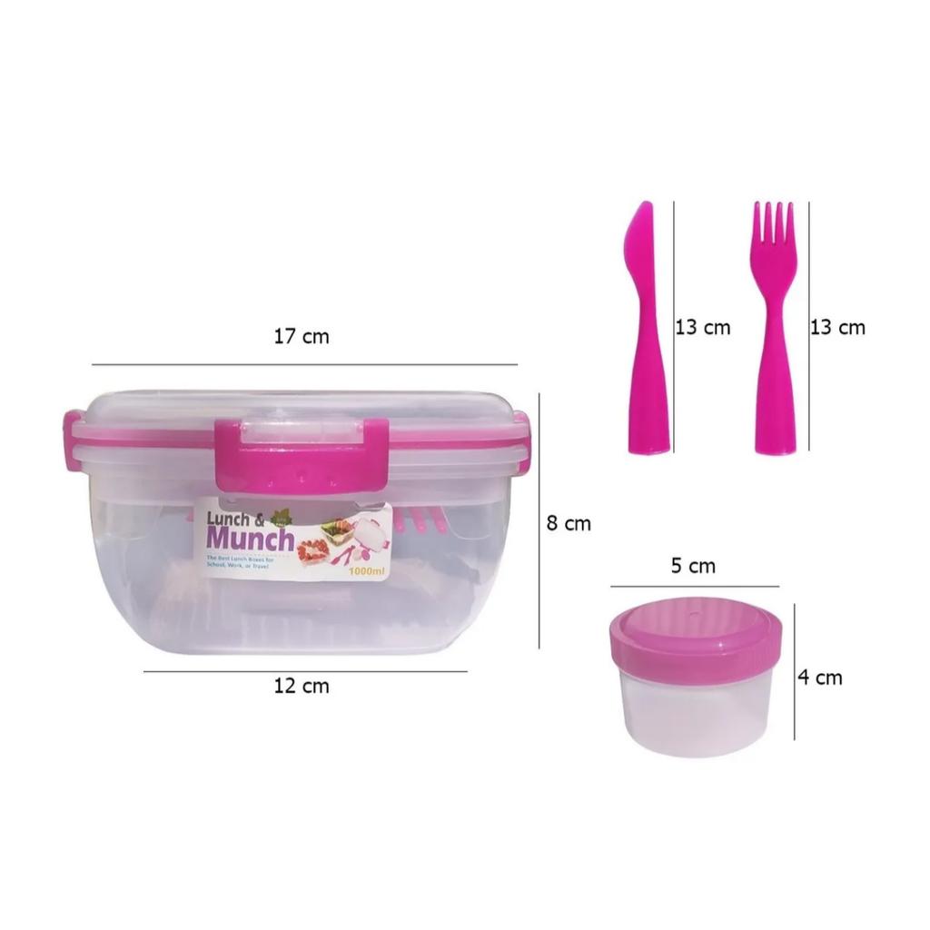 KK LUNCHERAS VIANDAS 2 SECC 1.7L NS249970    T/HERMETICA + CUBIERTOS 20X20X8CM ROSA-CELEST