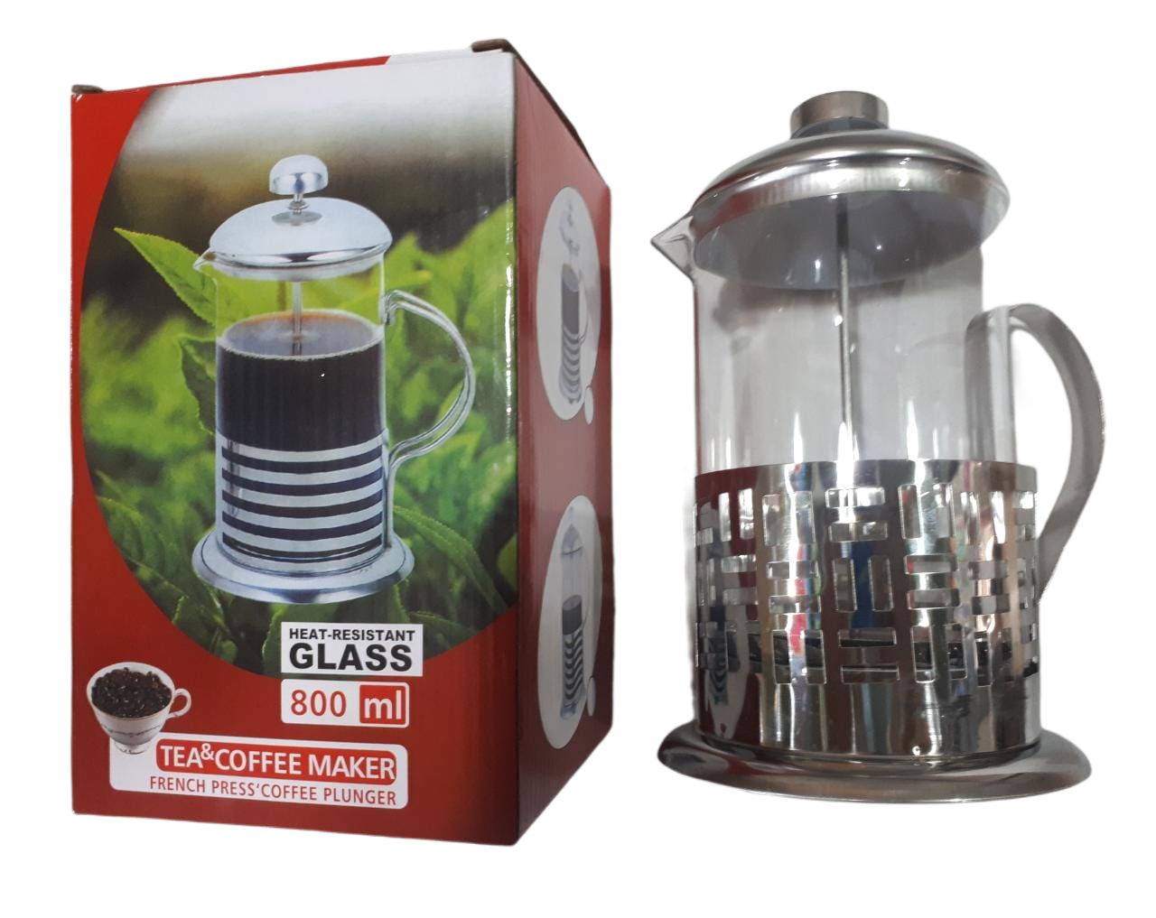 KK CAFETERAS EMBOLO VIDRIO 800ML NS08543     20CM ALTO EN CAJA BASE METAL