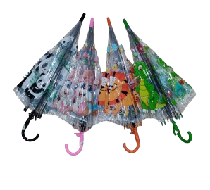 PARAGUAS LARGOS 65CM INFANTIL 510835 LEON PANDAS CONEJOS 8 VARILLAS