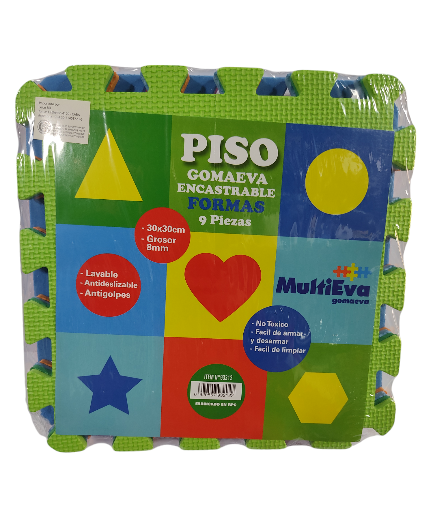 LEICO.PISOS DE GOMA EVA FORMAS GEOMETRICAS -93212- 30X30CM 8MM 9PCS