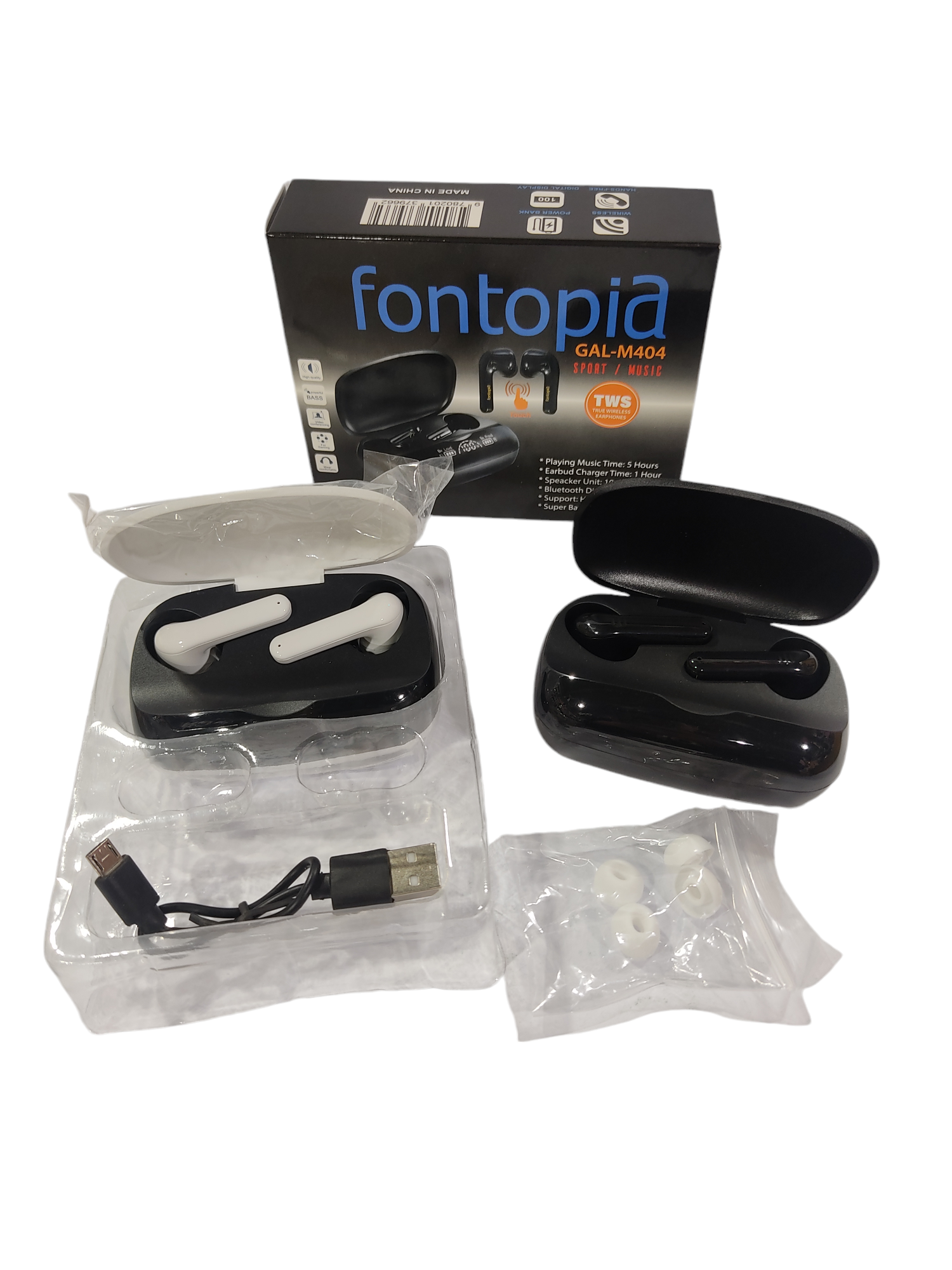 AURICULARES FONTOPIA GAL-M404 BLUETOOTH BLANCO/NEGRO E/CAJA