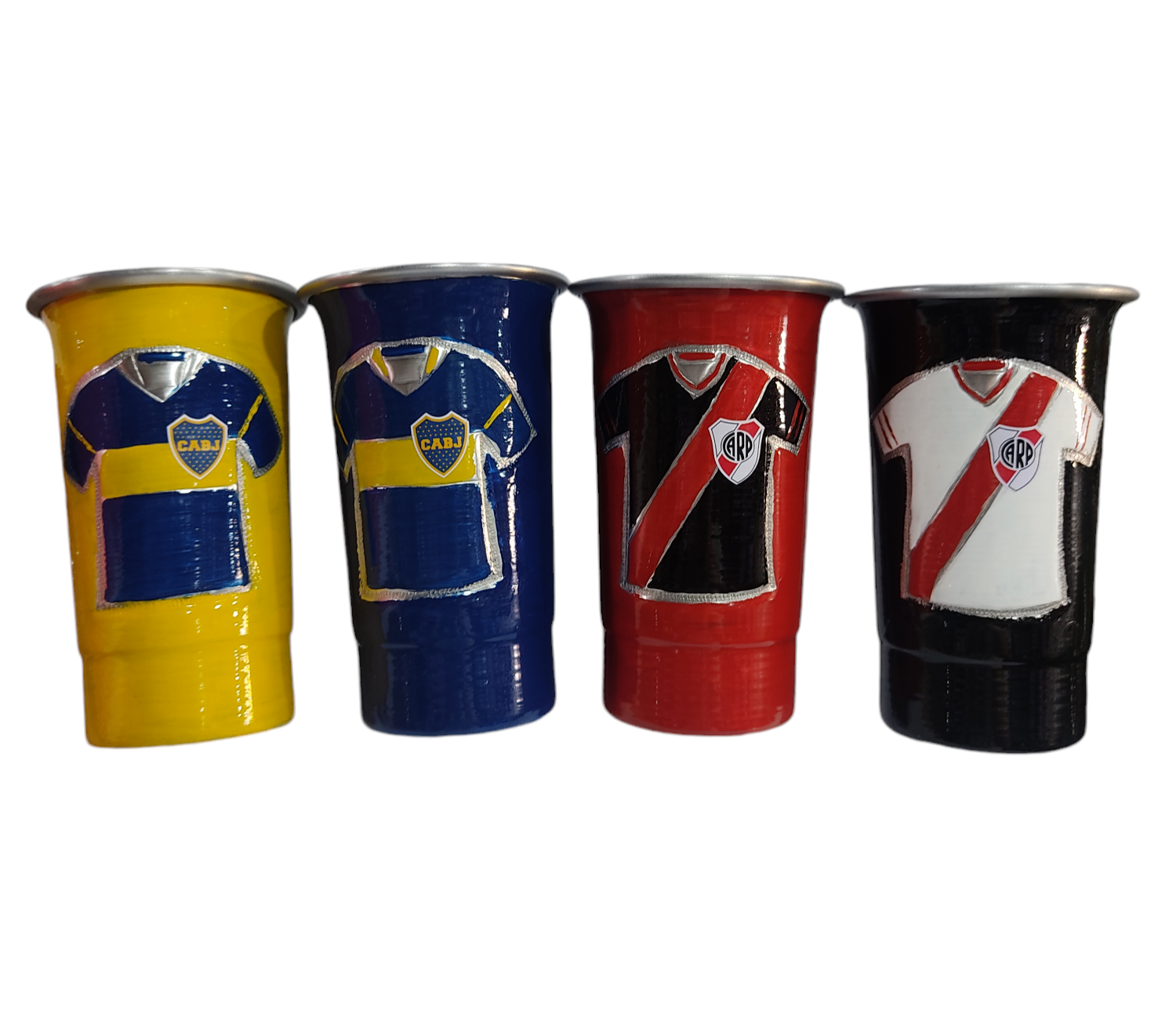 ALE.VASOS 1L PINTADO FULL ALUMINIO CINCELADOS CAMISETAS BOCA RIVER