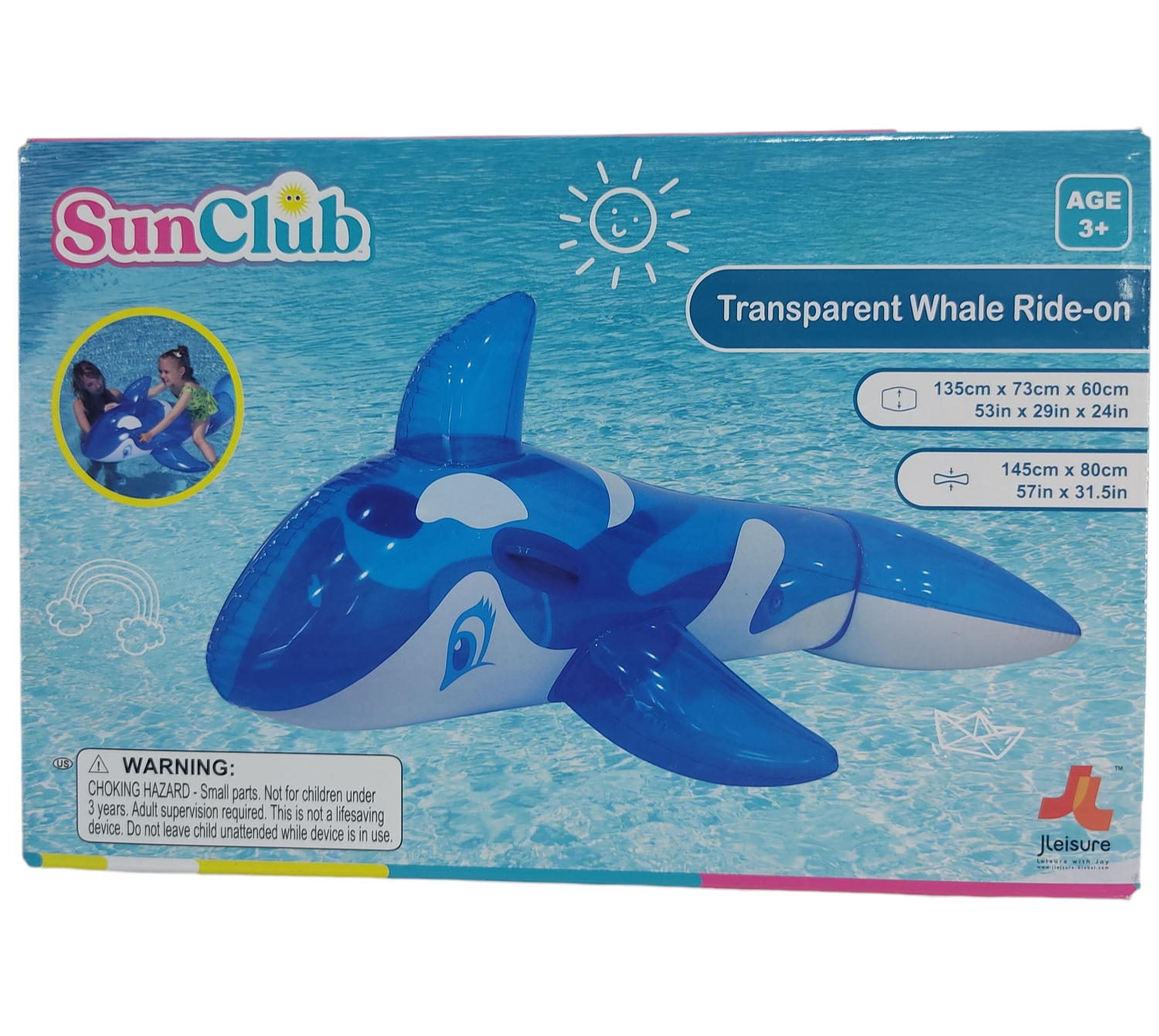 KK INFLABLES BALLENAS 37215 E/CAJA 1.35X73X60CM SUNCLUB