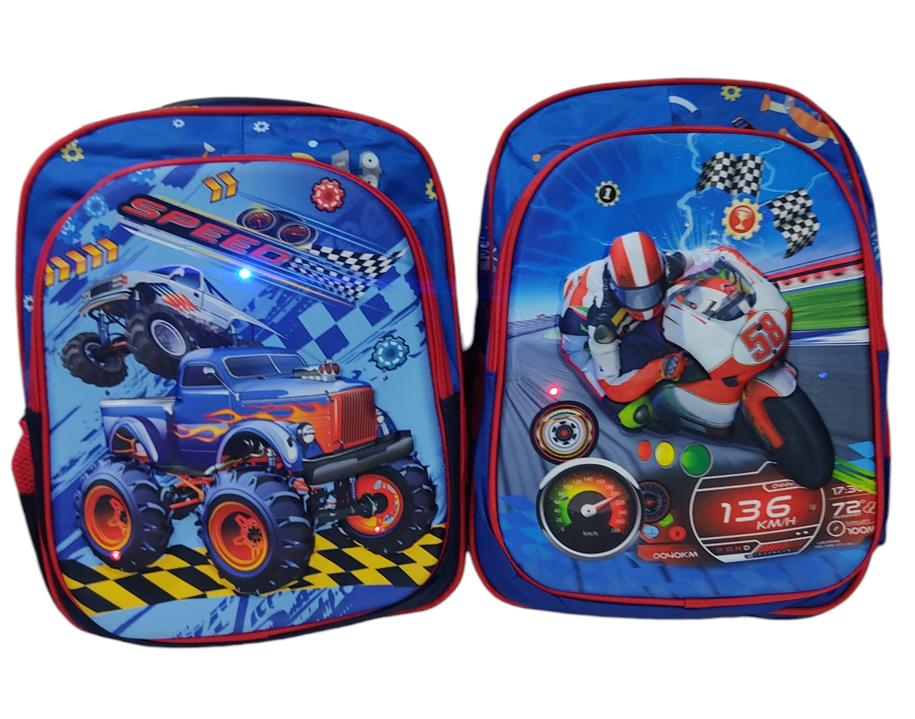 KK.MOCHILAS C/LUZ ESTAMP MOTO/CUATRI S334792