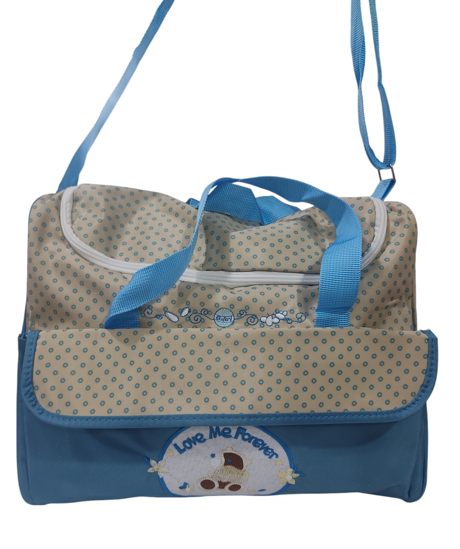 CARO.BOLSO MATERNAL BA9548 37X30X20CM        LOVE - TURQUESA AZUL ROSA