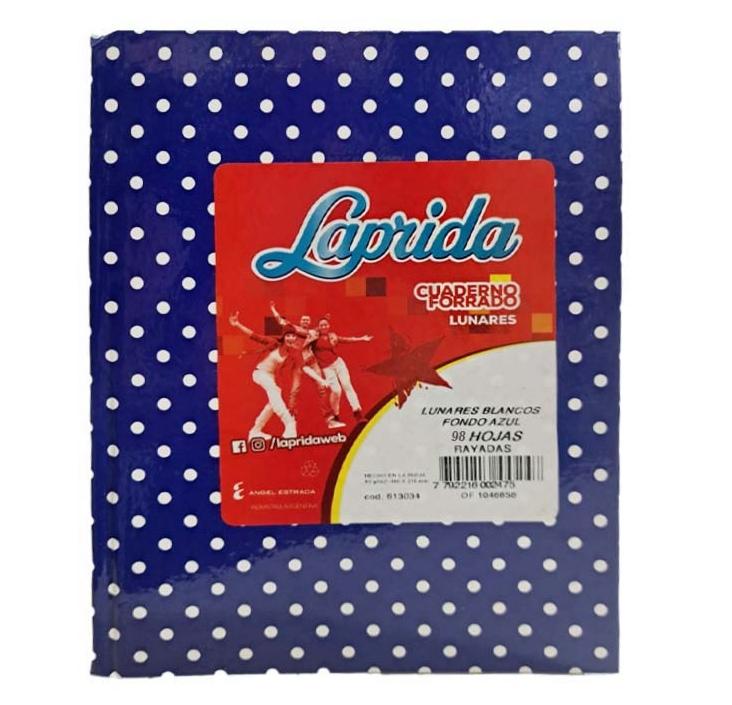 CUADERNO LAP.LUN.R 16X21CM 50H.AZUL RAYADO LUNARES T/DURA