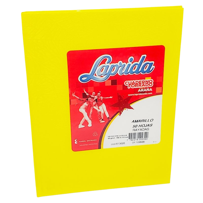 CUADERNO LAP.R 16X21CM 50H.AMARILLO RAYADO ARAñA