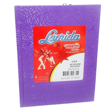 CUADERNO LAP.R 16X21CM 50H.LILA RAYADO ARAñA