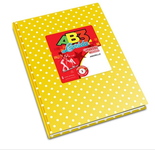 CUADERNO LAP.LUN.R AB3 X50H.AMARILLO    LUNARES 19X23CM