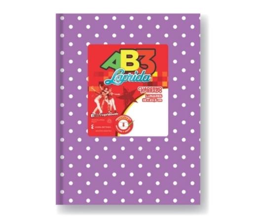 CUADERNO LAP.LUN.R AB3 X50H.LILA RAYADO LUNARES 19X23CM