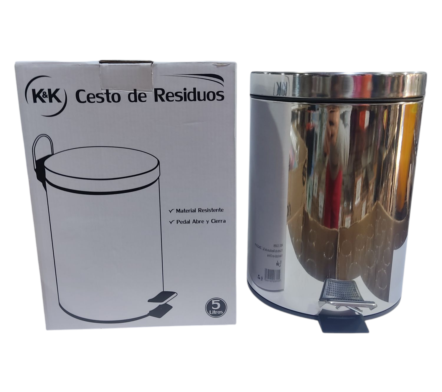 KK CESTOS DE BASURA METAL 28X20CM E/CAJA 5LT PEDAL ABRE Y CIERRA