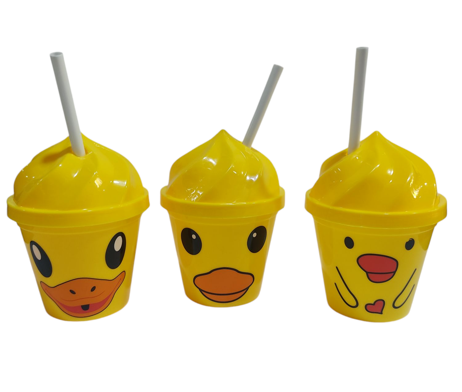 KK VASO C/TAPA Y SORBETE 13CM NS249459  INFANTILES PATITOS