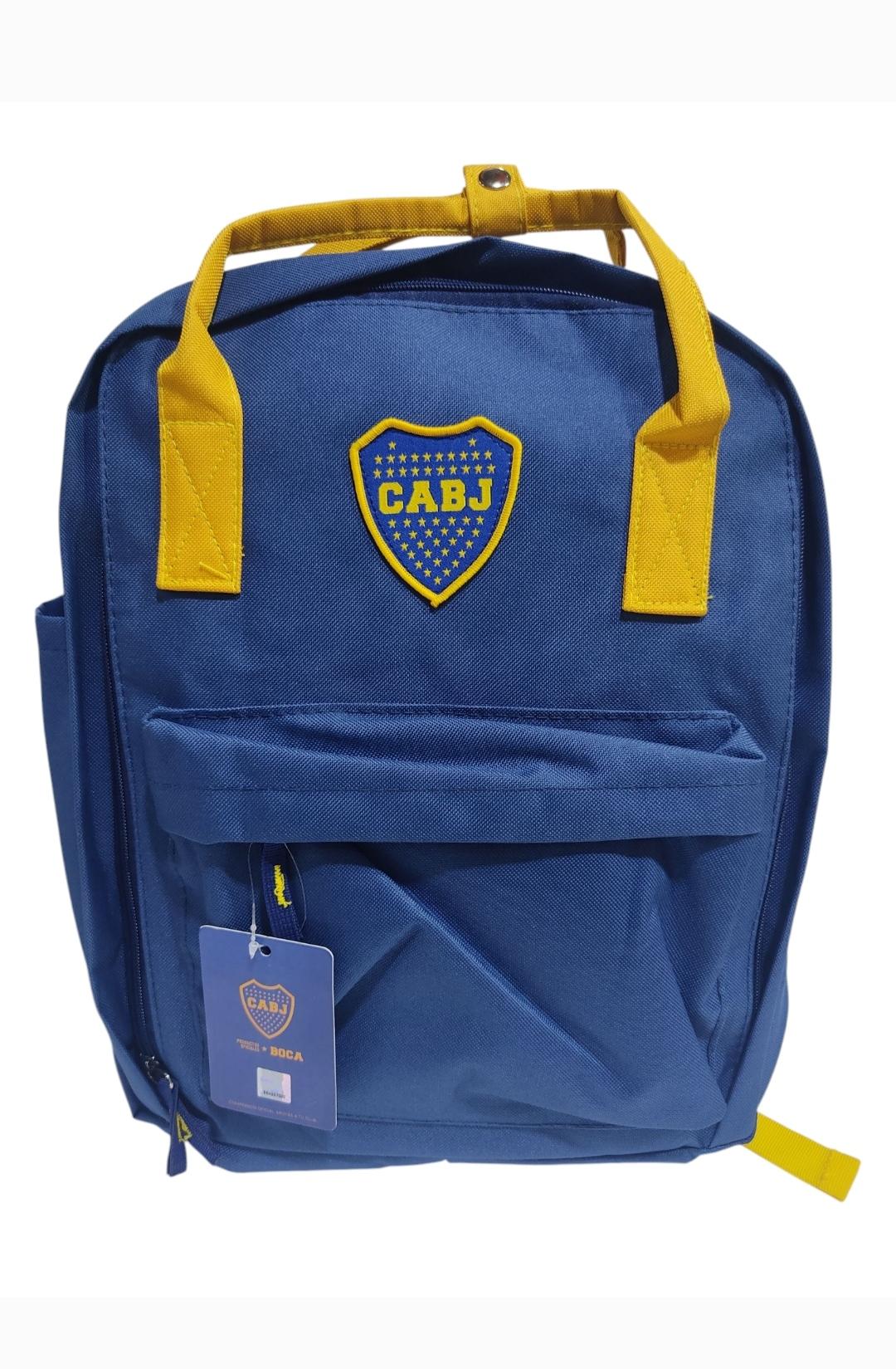 QM.MOCHILAS BOCA JUNIORS MOCBJ06 36X30X10CM 2CIERRES C/BOLSILLOS LATERALES ORIGINAL FUTBOL