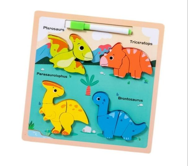 KK PIZARRAS+ROMPECABEZAS 22X22 SD17749  DINOSAURIOS C/MARCADORES