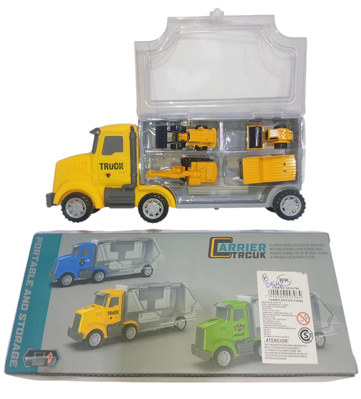 KK CAMION DE CARGA SD24796 + 4 VEHICULOS DE CONSTRUCCION E/CAJA CAMIONES