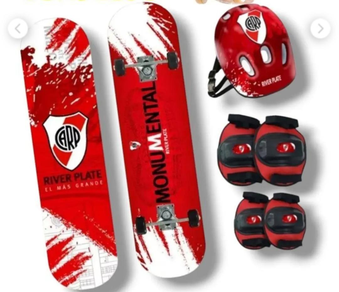 SB.SKATE RIVER PLATE 12052 C/KIT DE PROTECCION + CASCO E/BOL 60X15CM 30KG PATINETAS