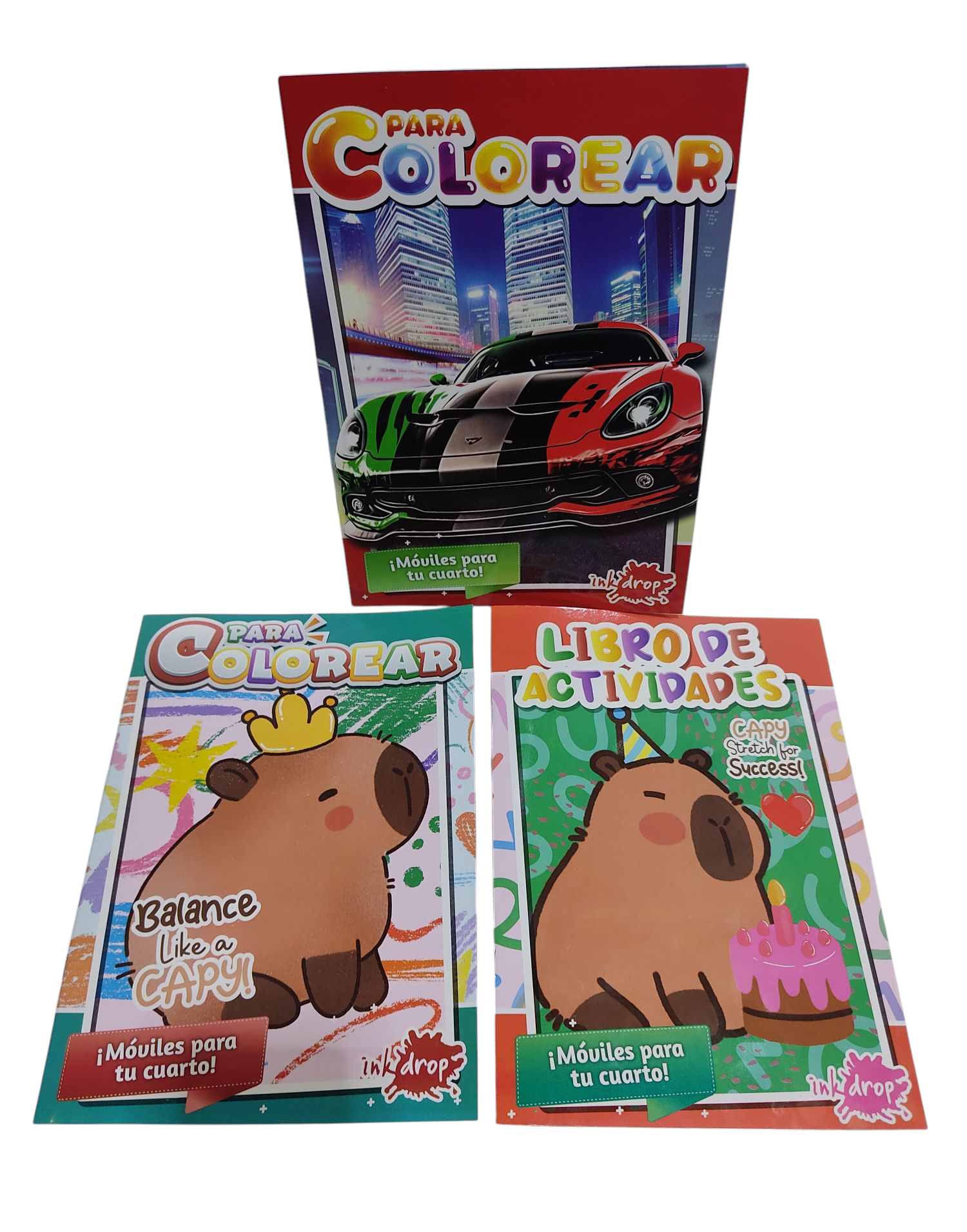 INKDROP LIBROS PARA COLOREAR/ACTIVIDADES  CAPIBARA AUTOS INFANTILES TAPA DURA 20X28CM