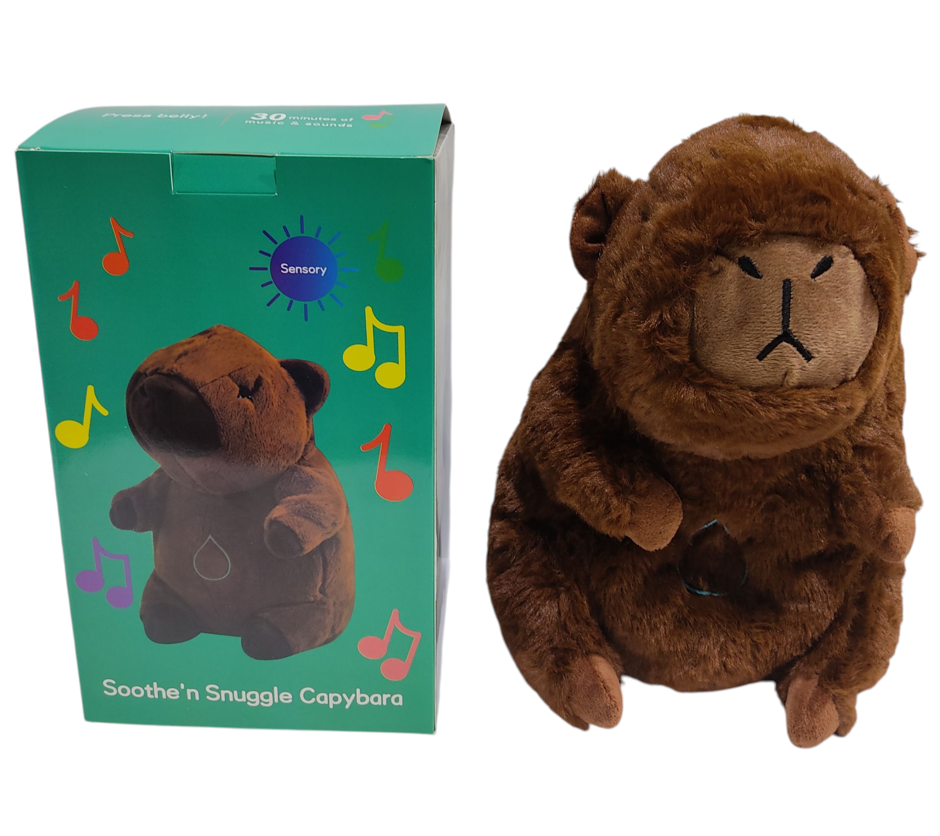 CAPIBARA PELUCHES 30CM RESPIRA C/LUZ -SONIDO E/CAJA CARPINCHOS CAPYBARA APEGO
