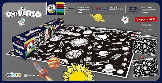GATO G.5501 LAMINA UNIVERSO P/PINTAR Y COLGAR94X94CM 1(UNA) C/6 LAPICES