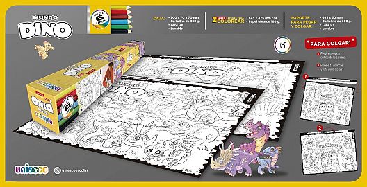 GATO G.5511 LAMINA DINO PINTAR Y COLGAR 5505 64X48CM 2(DOS) C/6 LAPICES