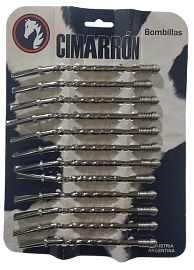 CIMARRON BOMBILLAS X1-2002-RESORTE           NIQUELADA TRABAJADA 15.5CM P/MATES