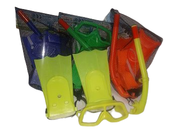SB.SET DE BUCEO 56736 E/RED ANTIPARRAS + PATAS DE RANA + SNORKEL