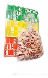 AN.BINGOS BOLILLA MADERA E/BOLSA C/24C.      LOTERIAS