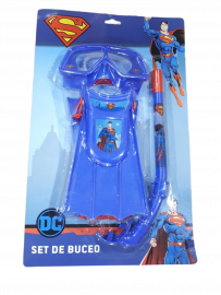SB.SET DE BUCEO SUPERMAN 42X26 E/BL 60935    PATAS RANAS + ANTIPARRAS +SNORKEL
