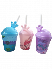 KK VASOS INF CH CON TAPA Y SORBETE NS230237  ROSA VIOLETA CELESTE CORONA