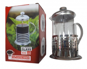 KK CAFETERAS EMBOLO VIDRIO 800ML NS08543     20CM ALTO EN CAJA BASE METAL