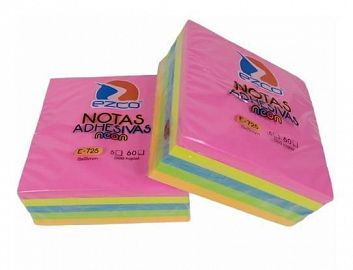 EZCO NOTA ADHESIVA NEON 7.5X7.5CM 300HJSSURTIDO COLORES FLUO E-725 980725