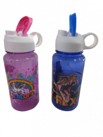 O.BOTELLAS PLASTICAS 500ML DINASAURIOS/UNICORNIO TAPA FLIPTOP