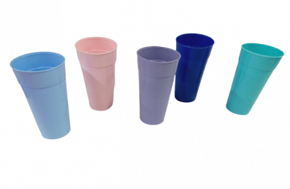 VASOS PLASTICOS 350CC ALTO 14CM DIAM 7CM     COLORES PASTELES