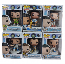 NI.MUñECOS POP JUGADORES/ENTRENADORES E/CAJA MESSI ARGENTINA DIBU DI MARIA JULIAN ENZO