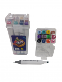 NI.MARCADORES DOBLE PUNTA X12 -1793-    CAJA ACRILICA FIBRONES
