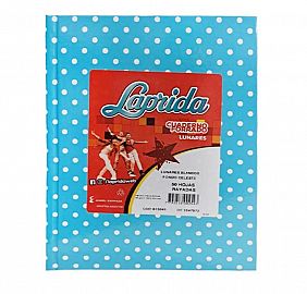 CUADERNOS LAP.LUN.R 16X21CM 50H.CELESTE  RAYADO LUNARES TAPA DURA