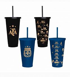 CL.VASOS XL C/TAPA + SORBETES 750ML AFA OFICIAL 6756 ARGENTINA CAMPEON JUGADORES