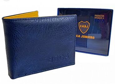 QM.BILLETERAS BOCA JUNIORS BILBJ03 12X10CM ORIGINAL SIMIL CUERO E/CAJA  FUTBOL