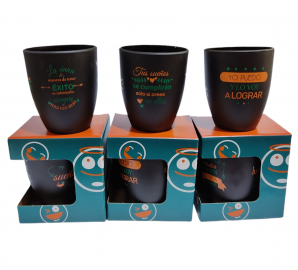 FE.TAZAS DECORADAS FRASES POSITIVAS E/CAJA JARRO MUG VIDRIO
