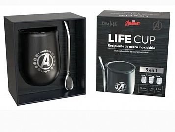 MATES 3EN1 LIFE CUP E/CAJA AVENGERS MATES-VASOS-TAZAS BOMBILLA ACERO INOX BIG LIFE