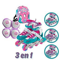 SB.ROLLER TINY 3EN1 RUEDA C/LUCES + KIT PROTECCION E/CAJA TALLES 30-33 / 34-37 12223