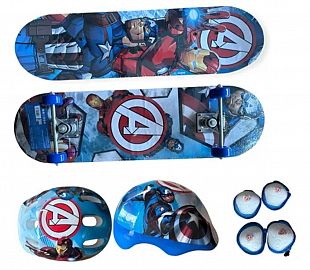 SB.SKATE VENGADORES 12009 KIT DE PROTECCION + CASCOS 79X2CM 60KG -BASE LIJA TRUCK-