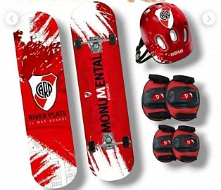 SB.SKATE RIVER PLATE 12052 C/KIT DE PROTECCION + CASCO E/BOL 60X15CM 30KG PATINETAS