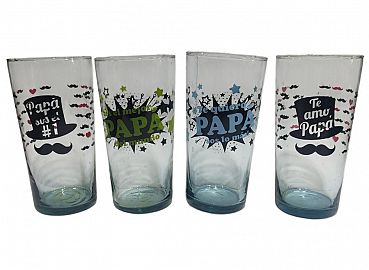 VASOS VIDRIO DIA DEL PADRE DECORADOS    800ML ALTO 21CM - 10CM