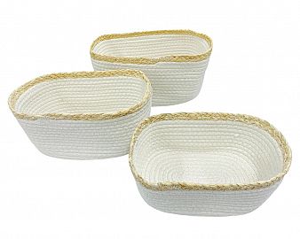 BEN.SET CANASTOS X3-51009-SOGA DE ALGODON CONBORDE DE MIMBRE 33CM-30CM-25CM